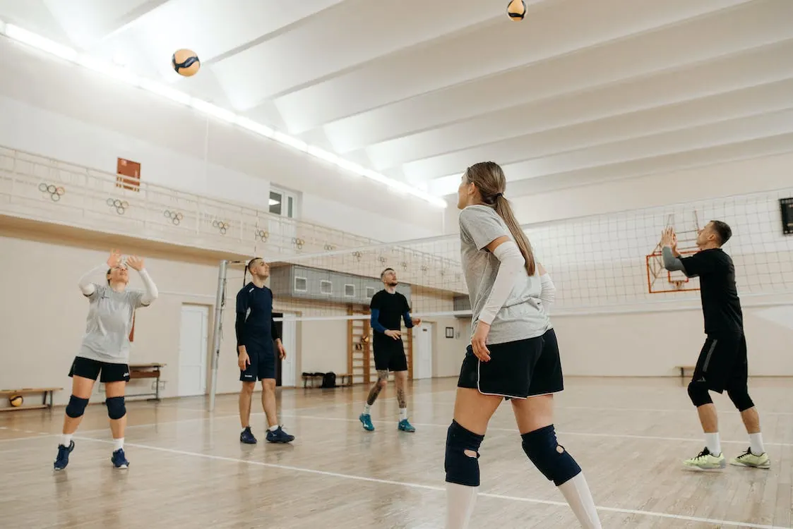 Free Volleyball Players Training Together Stock Photo
